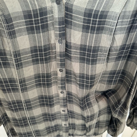 Knox Rose Mixed Material Plaid Rolled Sleeve Shirt SZ Small - Picture 8 of 11